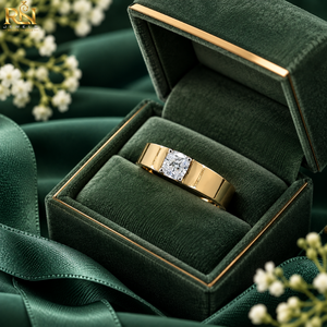 Men's <b>Cushion</b> VVS2 Lab Grown Diamond Solitaire <b>Ring</b> 9K 14K 18K Gold | 2 CT DEF Color Excellent Cut Solid Gold Band <b>Wedding</b> <b>Ring</b> - Product Image 2