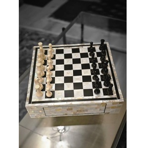 Custom Handmade Portable Animal-Themed Bone Inlay Chess <b>Set</b> <b>Square</b> Decorative Chess Board Luxury Game Pieces Home Wedding ANAM - Product Image 3