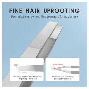 Pinzas para depilación de cejas de acero inoxidable, pinzas inclinadas hechas a mano para depilación facial y de cejas, mejor agarre. - Product Image 5