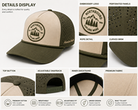Casquette de golf personnalisée à 5 panneaux, perforée au laser, casquette de baseball avec cordon, casquette snapback, logo brodé, casquette de sport respirante