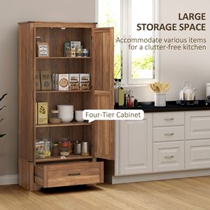 Mobile dispensa da cucina marrone stile rustico con 2 ante e ripiani regolabili - Product Image 4