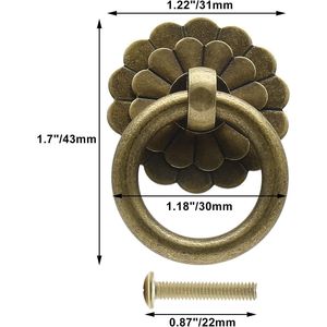4 tiradores de bronce antiguo estilo vintage para gabinetes de cocina y cajones de armario, tiradores y pomos para muebles - Product Image 3