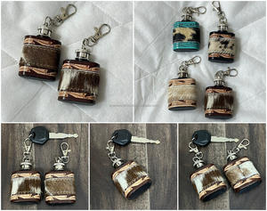 Mini botellas de cadera de cuero genuino de vaca, hechas a mano, con llavero, accesorio de regalo para eventos y obsequios, gran éxito de ventas en la Expo de marzo de 2026 - Product Image 3