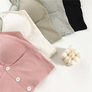 Wholesale Women Knitted Ribbed Short Tank <b>Top</b> Sleeveless Button Front Slim Fit Breathable Summer <b>Vest</b> - Product Image 5