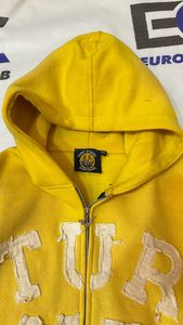 Sudadera con capucha para hombre de streetwear al por mayor, con apliques, bordado desgastado, efecto descolorido por el sol, con cremallera, serigrafía y contorno de pedrería - Product Image 3