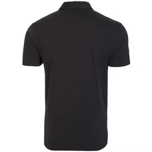 Men's <b>Black</b> Short Sleeve Knitted Polo Shirt Solid Color Casual Style Regular Fit <b>Button</b> Design - Product Image 5