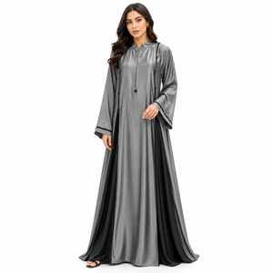 Princess Cut <b>Open</b> <b>Abaya</b> Royal Layered <b>Satin</b> <b>Abaya</b> Turkish <b>Satin</b> Layer <b>Abaya</b> Butterfly Front <b>Open</b> <b>Abaya</b> - Product Image 6