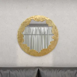 Nouveauté, miroir mural en métal fait main, miroir rond élégant et luxueux, miroir décoratif pour la maison contemporaine, hôtel, chambre à coucher, décoration murale - Product Image 3