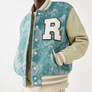 Nouvelle veste universitaire ajustée pour étudiant, style baseball, en laine violette, avec manches en cuir blanc, en toile imperméable - Product Image 2