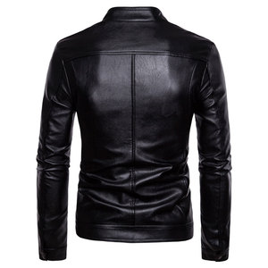 Fashionable Custom Design Men Leather <b>Jacket</b> with Stand Collar Fabric High Quality <b>Winter</b> <b>Jacket</b> for Men and Bikers - Product Image 3
