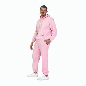 Chándal con Capucha Rosa Personalizado para Hombre, Manga Larga, Informal, para Otoño, con Bolsillos Laterales, Corte Regular, Color Sólido, 100% Algodón - Product Image 4