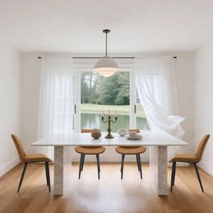 Set di 4 Sedie da Pranzo Senza Braccioli in Pelle PU Marrone con Motivo Ondulato e Gambe in Metallo per Cucina, Ristorante, Soggiorno - Product Image 6