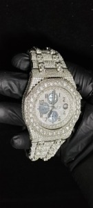 Reloj Cronógrafo de Lujo Unisex de Aleación, Estilo Hip Hop, con Diamantes Incrustados, Esfera Analógica, Caja de 41 mm, Cristal de Zafiro, Movimiento de Cuarzo - Product Image 1