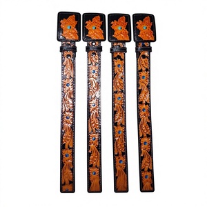 BS INTERNATIONAL Vintage Eco-Friendly Cow Hide Steel Pin Buckle 3D Design Embroidery Belt 3.8cm Width 138cm Length Solid Pattern - Product Image 6