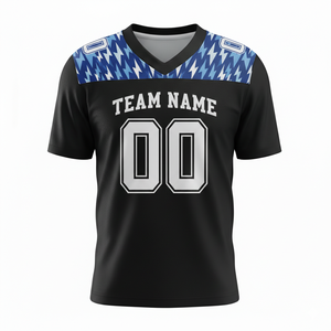 Maillot de football américain personnalisé pour adultes, manches courtes, respirant, option grande taille, devant 100% polyester, col en V - Product Image 3