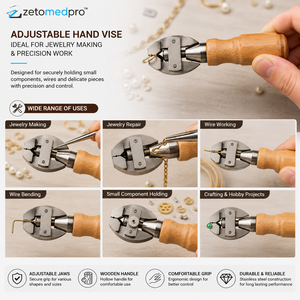 Tornillo de Banco Ajustable con Mango Hueco de Madera para Joyería, Trabajo con Alambre y Sujeción de Precisión, 5.12 Pulgadas, ZetomedPro - Product Image 2
