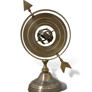 Antique Brass Armillary Zodiac Sphere Handcrafted <b>Rotating</b> <b>Globe</b> Decor - Product Image 1