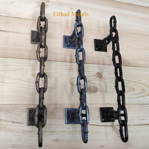 Hand Forged Iron Chain <b>Door</b> Handle <b>Rustic</b> Iron Black <b>Door</b> Pull Handle - Product Image 2