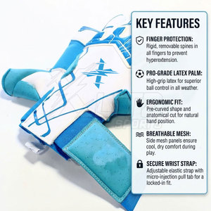 Gants de gardien de but en latex antidérapants à logo personnalisé, à usage durable, avec support pour les doigts, fermeture à boucle, unisexe, pour l'entraînement et les matchs de football - Product Image 6