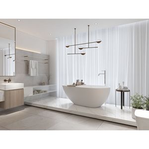 67 \ "di lusso bianco opaco Freestanding solida vasca da bagno con superficie in pietra ingegnerizzata in resina trabocco Pop-up bagno contemporaneo - Product Image 5