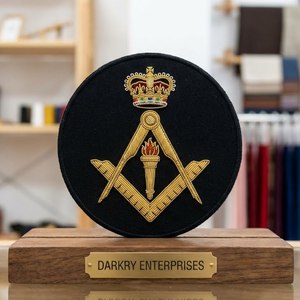 Custom Handmade Gold Bullion Wire Embroidered Masonic Regalia Badge Freemason Square Compass <b>Star</b> Moon Patch For blazer Crest - Product Image 2