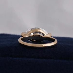 Bague de fiançailles de luxe pour femme SHIVRAM DIAMOND, diamant de laboratoire taille marquise, demi-sertissage solitaire, or jaune 14 carats, certifiée IGI - Product Image 3