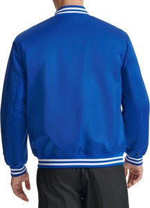 <b>Men's</b> Royal Blue Varsity <b>Jacket</b> Solid Color Button Closure Turn-down Collar Casual Style Autumn Wear Regular Fit - Product Image 3