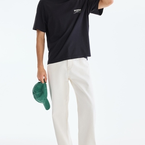 Ropa de Verano para Hombre, Cómoda, Holgada, de Manga Corta, 100% Algodón, Colores Sólidos Personalizados, Venta al Por Mayor - Product Image 1