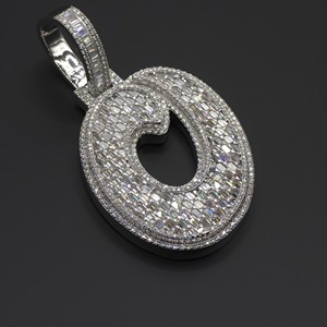Luxury White <b>Gold</b> Moissanite <b>Pendant</b> 10k 14k 18k 925 Silver Geometric Charm Baguette Cut D Color Lab Grown Diamond Unisex Wear - Product Image 1