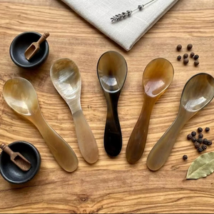 Cucharas Premium de Cuerno de Búfalo y Buey para Colecciones de Vajillas, Cuchara de Cuerno de Buey para Regalos, Cuchara de Cuerno de Buey Segura para Alimentos para Uso Diario - Product Image 1