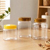 Bocaux alimentaires transparents en PET à large ouverture, de 30 ml à 1000 ml, avec couvercles, pour le miel, la gelée, le sucre, les collations et l'emballage d'aliments pour bébés (vente en gros)