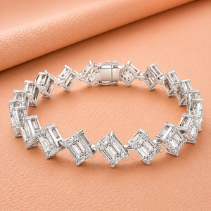 Bracelet en argent plaqué or rose 14 carats avec diamant taille émeraude, bijoux de mariage classiques pour femmes, clarté VVS1-VVS2, tendance, certifié IGI - Product Image 1