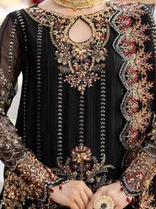 Robe de soirée pakistanaise de créateur pour femmes, élégante, luxueuse, brodée, tenue de soirée formelle - Product Image 5