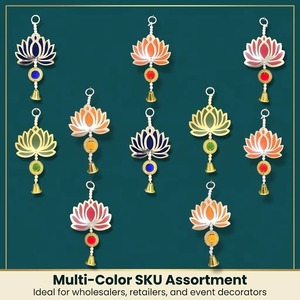 Décoration traditionnelle indienne pour festivals, guirlande murale en MDF écologique faite à la main avec motif Kamal en forme de lotus, pour anniversaire, mariage, porte - Product Image 4