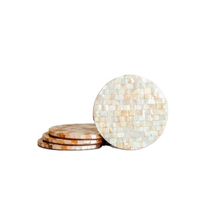 Sous-verre en nacre absorbant Unique bière café thé rond personnalisé vadrouille ensemble supports en céramique vadrouille tasse tapis sous-verres pour boissons - Product Image 1