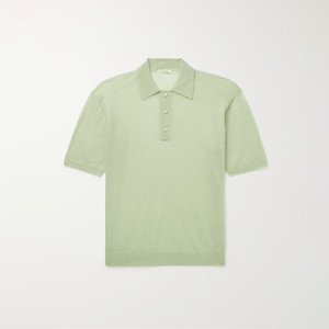 Chemise Homme Personnalisée en Coton Tricoté Vert Clair à Manches Courtes, Couleur Unie, Style Décontracté, Respirante, Coupe Classique, 180g, Logo Avant - Product Image 4