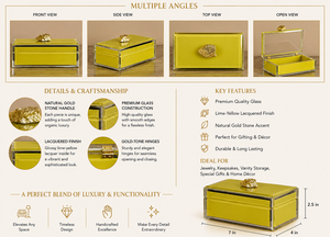 Luxury Lemon Color Mirror <b>Glass</b> Decorative Storage Box Key <b>Knob</b> Premium Jewelry Vanity Organizer Boxes Home Decor Lacquer - Product Image 6