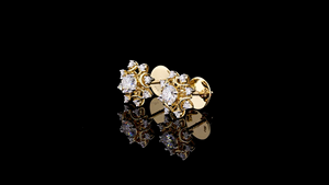 Lab Grown Brilliant Cut Halo Bridal Stud Earrings | 14KT Solid Gold Rhodium Plated | Lab Grown Diamond Floral Design Wedding - Product Image 3