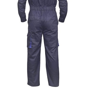 Men Work Coverall Cotton Dust Proof Full Zip Front Pocket Design Dark Blue Uniform - Product Image 3