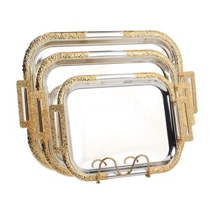 On Sale Rectangular Metal Decorative Tray With Handle Modern Design Single-Piece Package - Product Image 4