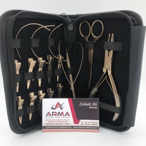 Kit professionnel d'outils pour extensions de cheveux en acier inoxydable durable, bleu avec aiguilles à crochet en or plasma, pinces à cheveux, pince à cheveux - Product Image 5
