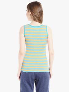 Camiseta sin mangas de punto a rayas para mujer, cuello redondo, informal, transpirable, longitud regular, 100% algodón - Product Image 6
