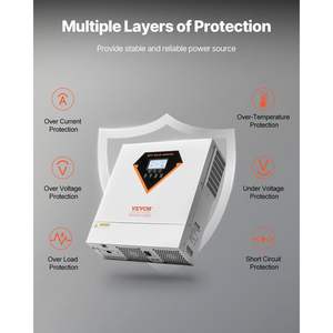 Convertisseur solaire hybride 3500W, chargeur monophasé 220/230V AC, contrôleur solaire MPPT 100A intégré, 24V DC tout-en-un, onde sinusoïdale pure - Product Image 6