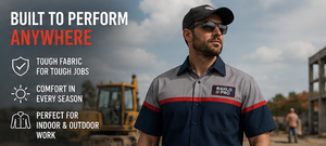 Chemise de travail personnalisée pour mécanicien |   Chemise de travail industrielle à manches courtes pour homme avec nom et logo |   Vêtements de travail pour atelier de réparation automobile |   OEM - Product Image 4