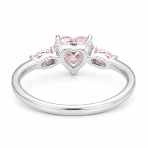 Anillo de compromiso de lujo con tres diamantes rosas en forma de corazón, cultivados en laboratorio, plata de ley 925, anillo de promesa romántico personalizado para mujer - Product Image 2