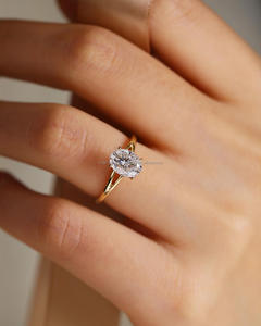 Bague de fiançailles/mariage vintage en or jaune 14 carats avec diamant de culture IGI/GIA, or blanc fin unisexe, pour anniversaire, digne d'une fête - Product Image 3