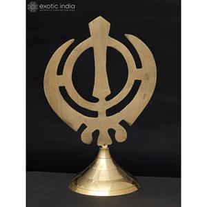 แฮนด์เมด6 "waheguru Khanda Khanda sahib รูปปั้นทองเหลืองสัญลักษณ์ทางศาสนา sikh - Product Image 4