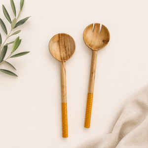 Novedades en Tendencia: Juego de Servidor de Ensalada de Madera de Mango Natural, 2 Piezas, Cuchara y Tenedor para Ensalada Hechos a Mano, Ecológicos, con Mango - Product Image 4