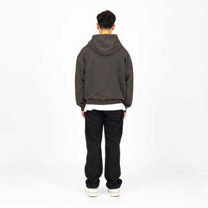 Custom 100% Cotton Oversized Heavyweight Hoodies Men Drop Shoulder Vintage Acid Wash Double Slider Zip Embossed Embroidery XS - Product Image 2