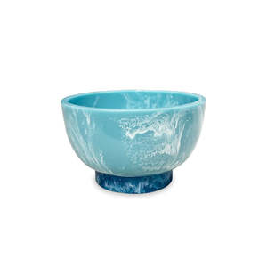 Bol de service en résine fait main, sans plomb, écologique, design classique, motif marbré aigue-marine poli, 0,3 kg, pour cuisine - Product Image 6